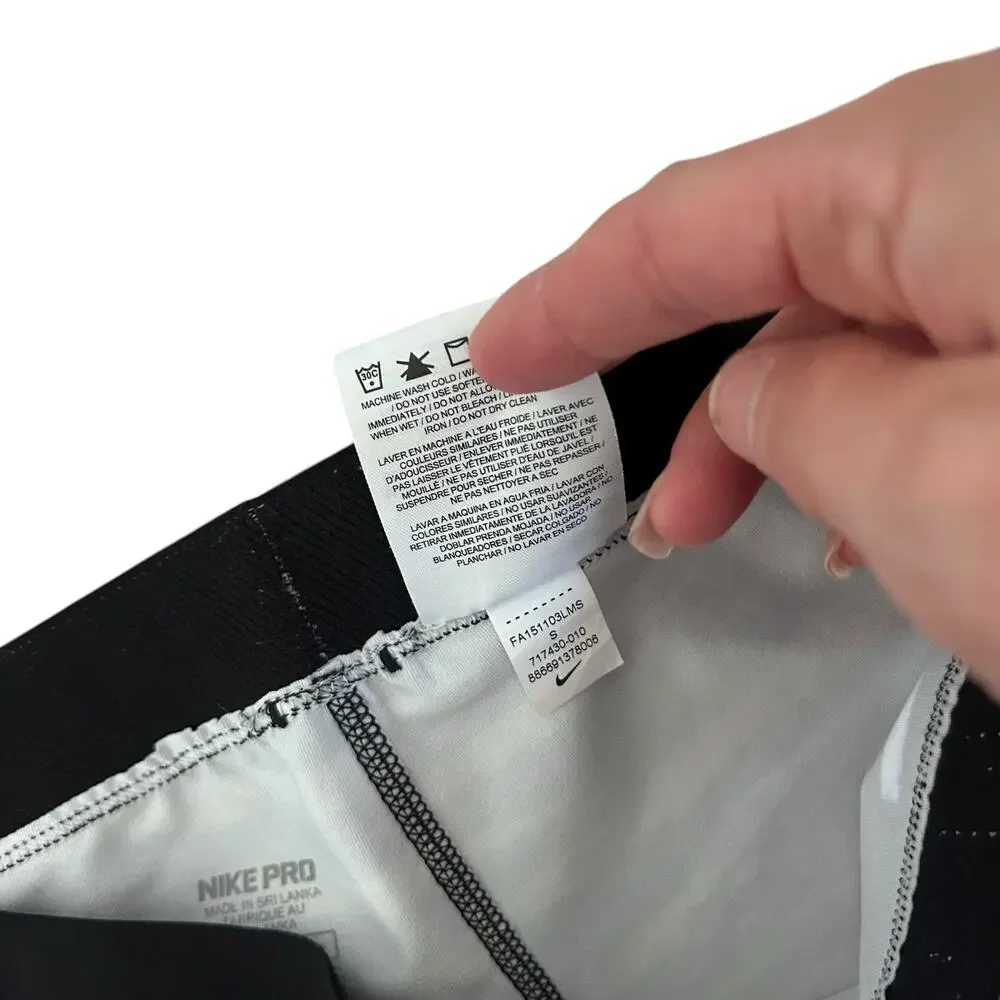 Nike Pro Black White Cropped Leggings Sz S
